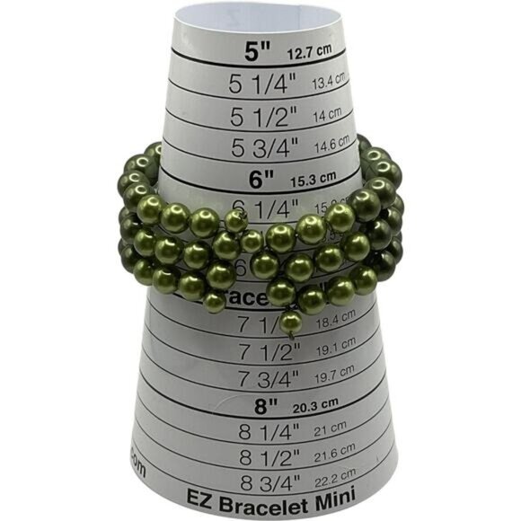 Expandable Green Beaded Bracelet With Large Beads - Picture 4 of 6